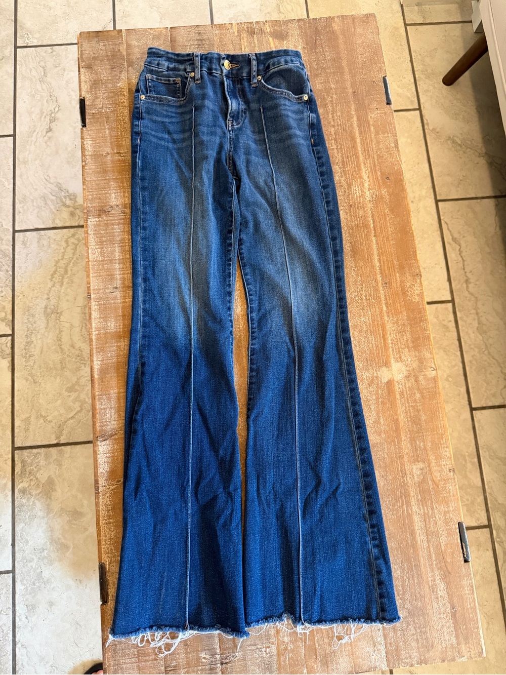 Express Dark Blue 70’s mid rise Flare Jeans